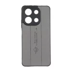 قاب چرمی Text طرح دوخت محافظ لنزدار Xiaomi Redmi Note 13 4G - خاکستری