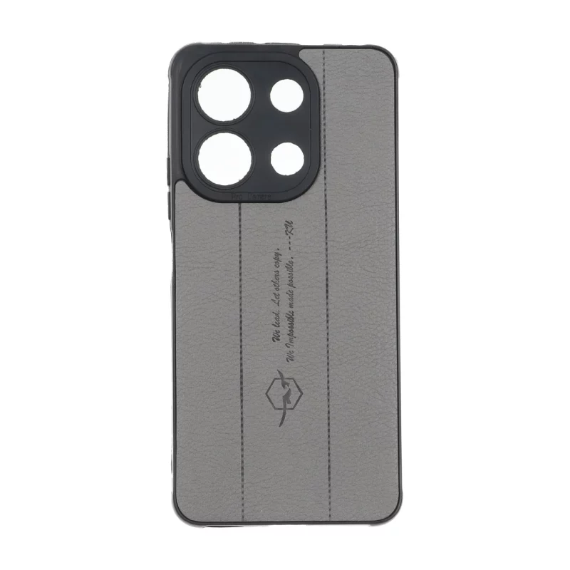 قاب چرمی Text طرح دوخت محافظ لنزدار Xiaomi Redmi Note 13 4G - خاکستری - تصویر 2