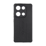 قاب چرمی Text طرح دوخت محافظ لنزدار Xiaomi Redmi Note 14S / Note 13 Pro 4G / Poco M6 Pro 4G - مشکی