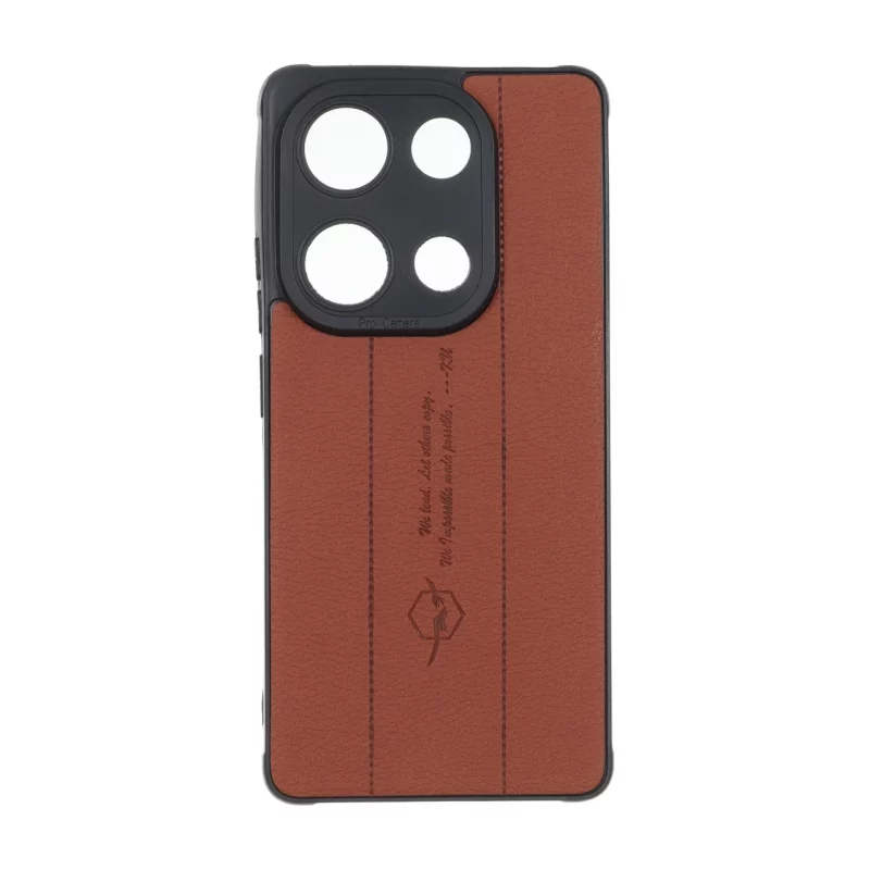 قاب چرمی Text طرح دوخت محافظ لنزدار Xiaomi Redmi Note 14S / Note 13 Pro 4G / Poco M6 Pro 4G - قهوه ای - تصویر 2