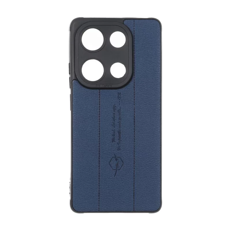 قاب چرمی Text طرح دوخت محافظ لنزدار Xiaomi Redmi Note 14S / Note 13 Pro 4G / Poco M6 Pro 4G - سرمه ای - تصویر 2