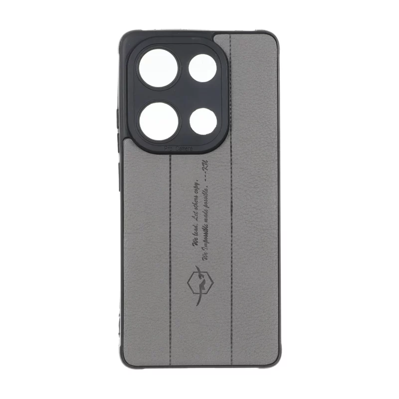 قاب چرمی Text طرح دوخت محافظ لنزدار Xiaomi Redmi Note 14S / Note 13 Pro 4G / Poco M6 Pro 4G - خاکستری - تصویر 2