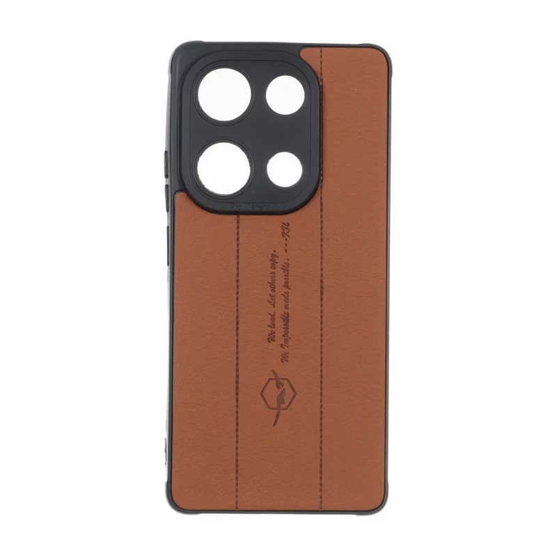 قاب چرمی Text طرح دوخت محافظ لنزدار Xiaomi Redmi Note 14S / Note 13 Pro 4G / Poco M6 Pro 4G - قهوه ای روشن - تصویر 2