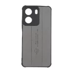 قاب چرمی Text طرح دوخت محافظ لنزدار Xiaomi Redmi 13C / Poco C65 - خاکستری