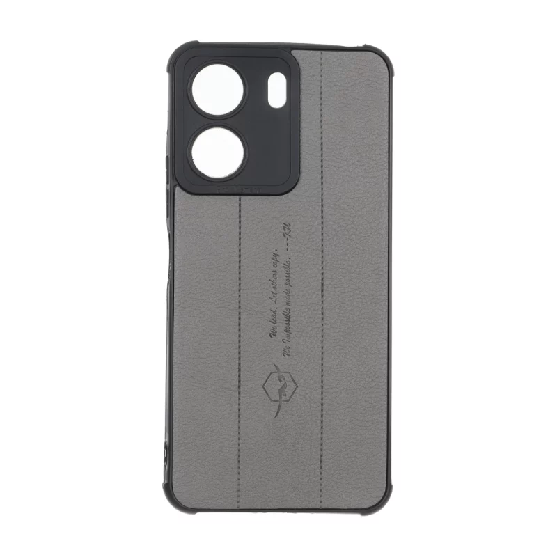 قاب چرمی Text طرح دوخت محافظ لنزدار Xiaomi Redmi 13C / Poco C65 - خاکستری - تصویر 2