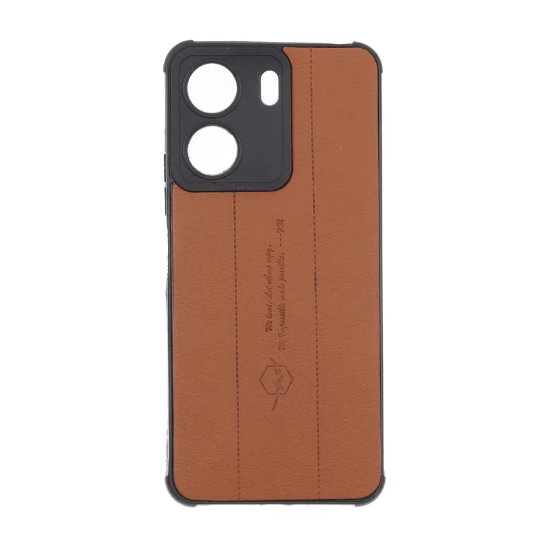قاب چرمی Text طرح دوخت محافظ لنزدار Xiaomi Redmi 13C / Poco C65 - قهوه ای روشن - تصویر 2