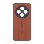 قاب چرمی Text طرح دوخت محافظ لنزدار Xiaomi Redmi 14C / Redmi A4 / Poco C75 - قهوه ای