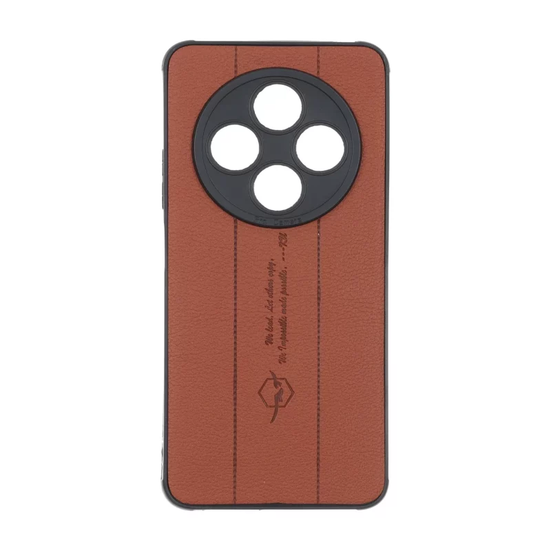 قاب چرمی Text طرح دوخت محافظ لنزدار Xiaomi Redmi 14C / Redmi A4 / Poco C75 - قهوه ای - تصویر 2