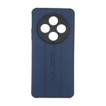 قاب چرمی Text طرح دوخت محافظ لنزدار Xiaomi Redmi 14C / Redmi A4 / Poco C75 - سرمه ای