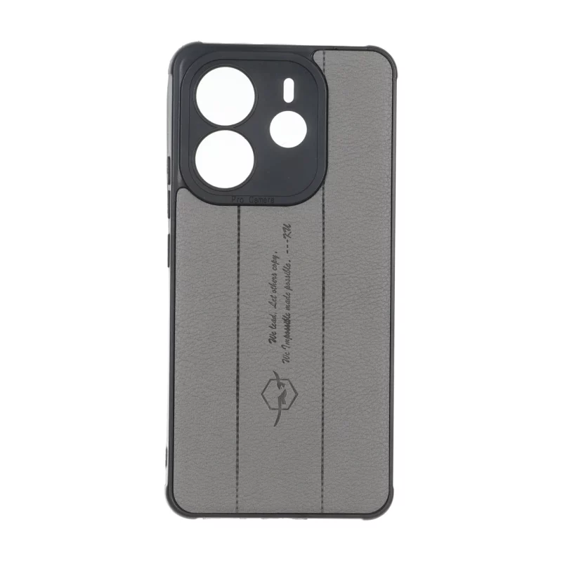 قاب چرمی Text طرح دوخت محافظ لنزدار Xiaomi Redmi Note 14 4G - خاکستری - تصویر 2
