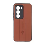 قاب چرمی Text طرح دوخت محافظ لنزدار Xiaomi Redmi 15 4G - قهوه ای