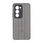 قاب چرمی Text طرح دوخت محافظ لنزدار Xiaomi Redmi 15 4G - خاکستری