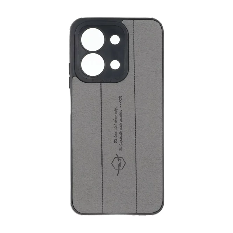 قاب چرمی Text طرح دوخت محافظ لنزدار Xiaomi Redmi 15C / Poco C85 - خاکستری - تصویر 2