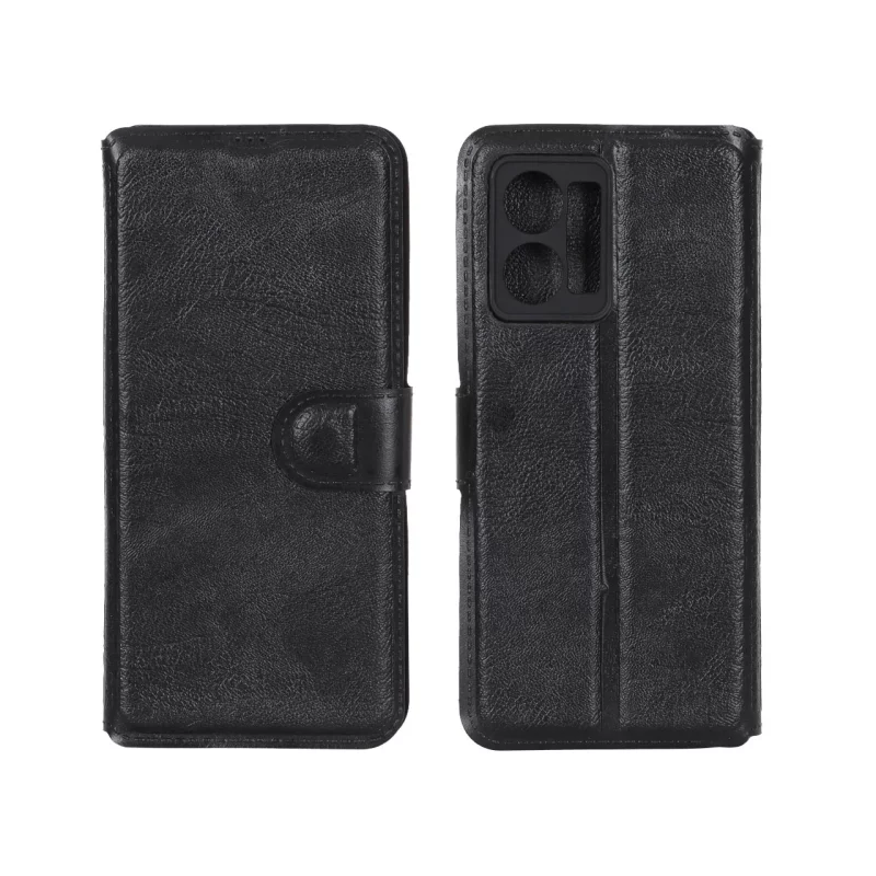 کیف موبایل چرمی مگنتی محافظ لنزدار Xiaomi Redmi Note 12 4G - مشکی - تصویر 2