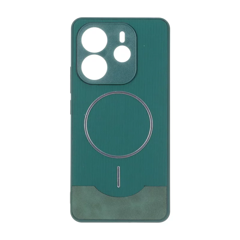 قاب Line Case جیر MagSafe فلزی محافظ لنزدار Xiaomi Redmi Note 14 4G - سبز - تصویر 2