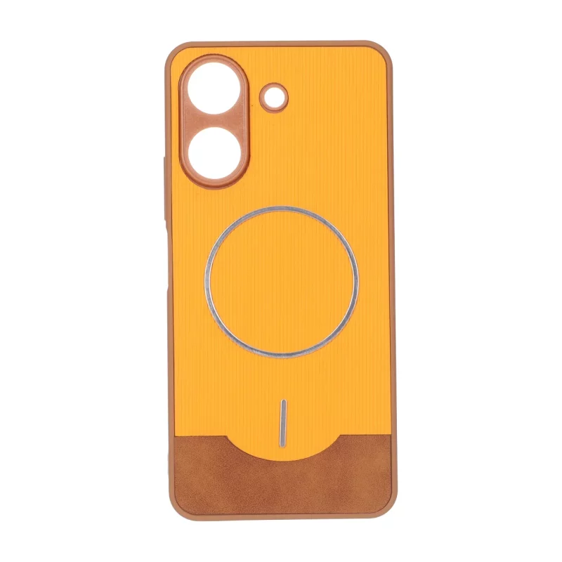 قاب Line Case جیر MagSafe فلزی محافظ لنزدار Xiaomi Redmi 13C / Poco C65 - نارنجی - تصویر 2