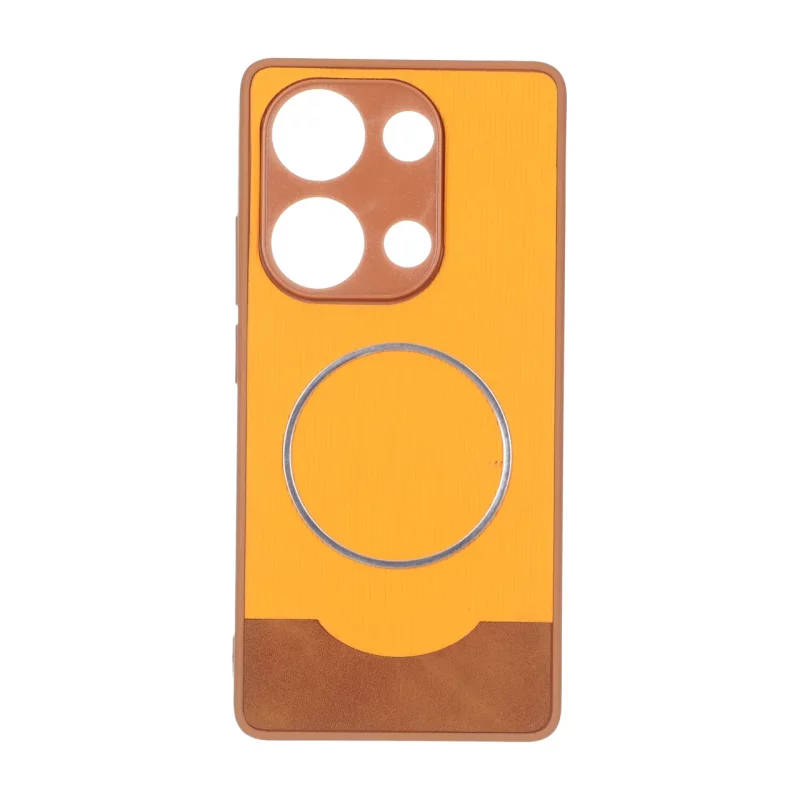 قاب Line Case جیر MagSafe فلزی محافظ لنزدار Xiaomi Redmi Note 14S / Note 13 Pro 4G / Poco M6 Pro 4G - نارنجی - تصویر 2