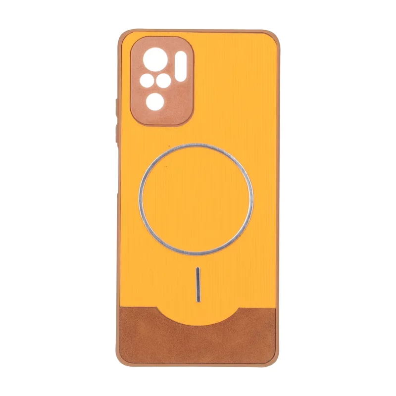 قاب Line Case جیر MagSafe فلزی محافظ لنزدار Xiaomi Redmi Note 10 4G / Redmi Note 10S / Poco M5S - نارنجی - تصویر 2