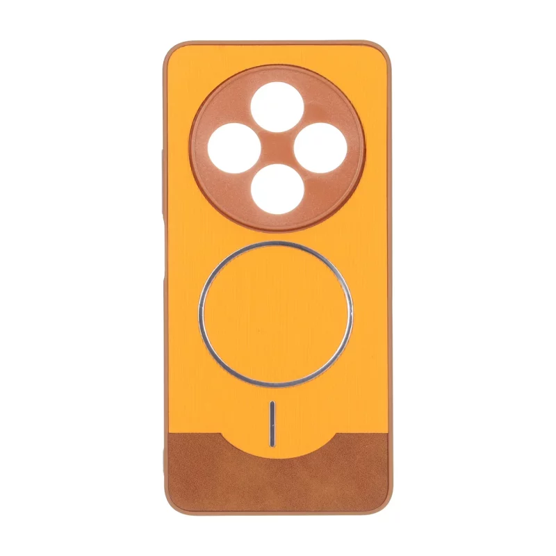قاب Line Case جیر MagSafe فلزی محافظ لنزدار Xiaomi Redmi 14C / Redmi A4 / Poco C75 - نارنجی - تصویر 2