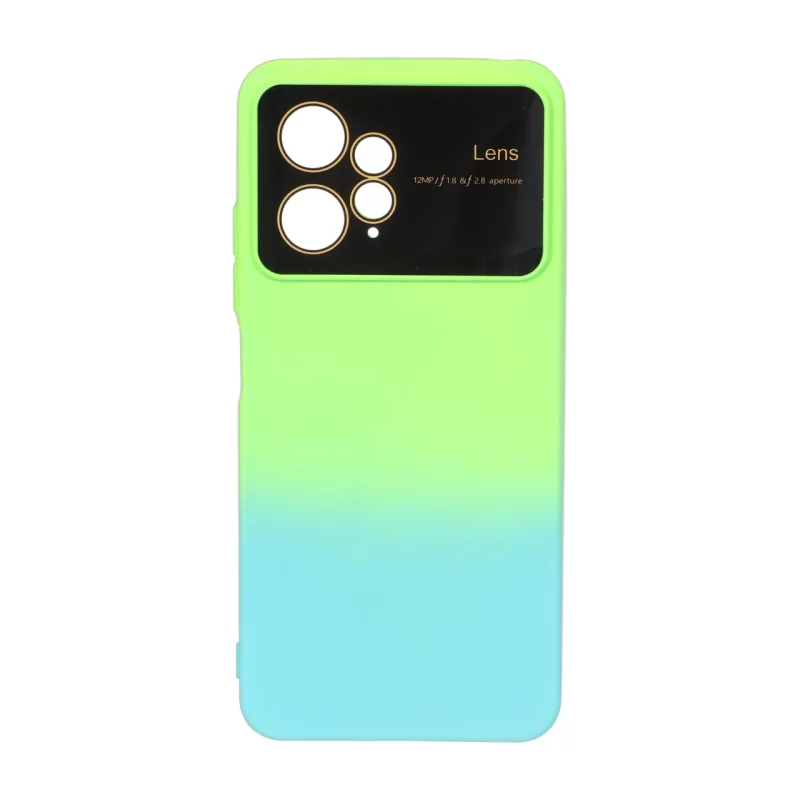 قاب Auto Focus دو رنگ محافظ لنز گلس دار Xiaomi Redmi Note 12 4G - سبز فسفری سبز آبی - تصویر 2