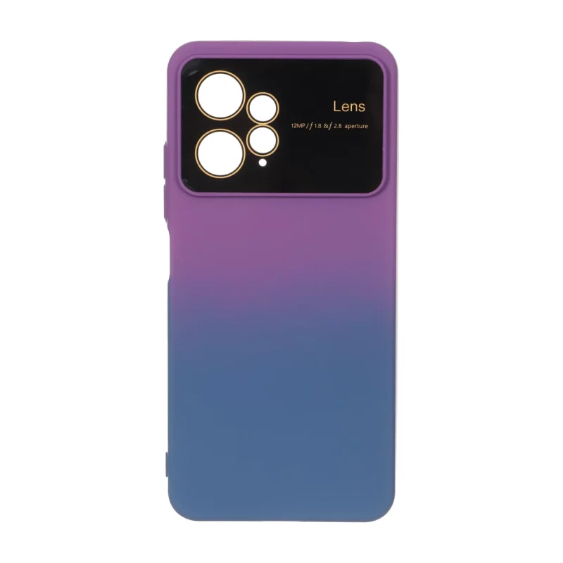 قاب Auto Focus دو رنگ محافظ لنز گلس دار Xiaomi Redmi Note 12 4G - سرمه ای بنفش - تصویر 2