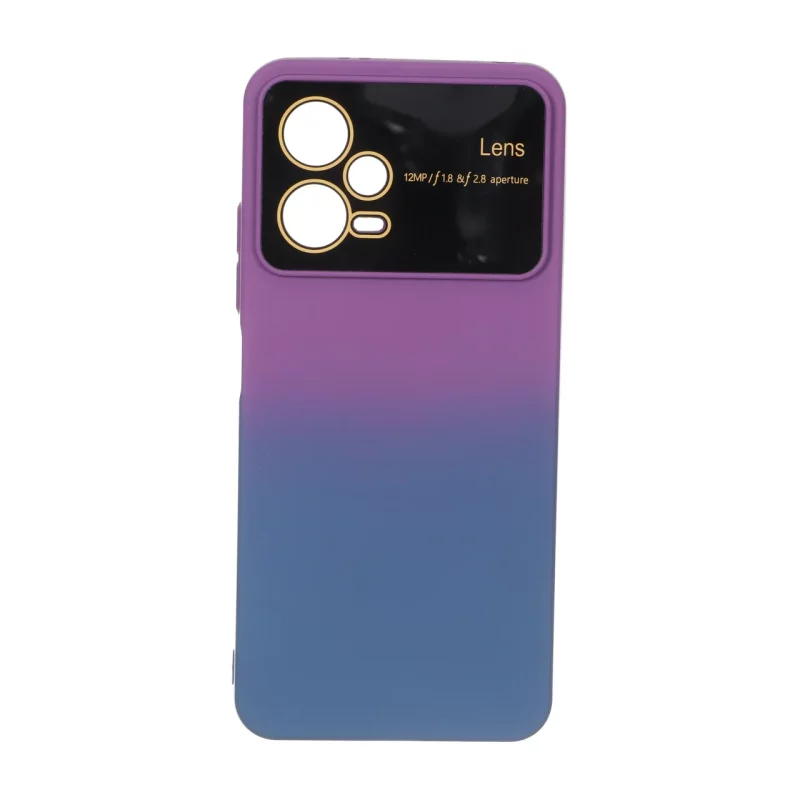 قاب Auto Focus دو رنگ محافظ لنز گلس دار Xiaomi Redmi Note 12 5G / Poco X5 5G - سرمه ای بنفش - تصویر 2