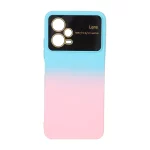 قاب Auto Focus دو رنگ محافظ لنز گلس دار Xiaomi Redmi Note 12 5G / Poco X5 5G - آبی صورتی