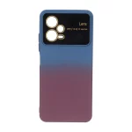 قاب Auto Focus دو رنگ محافظ لنز گلس دار Xiaomi Redmi Note 12 5G / Poco X5 5G - سرمه ای زرشکی