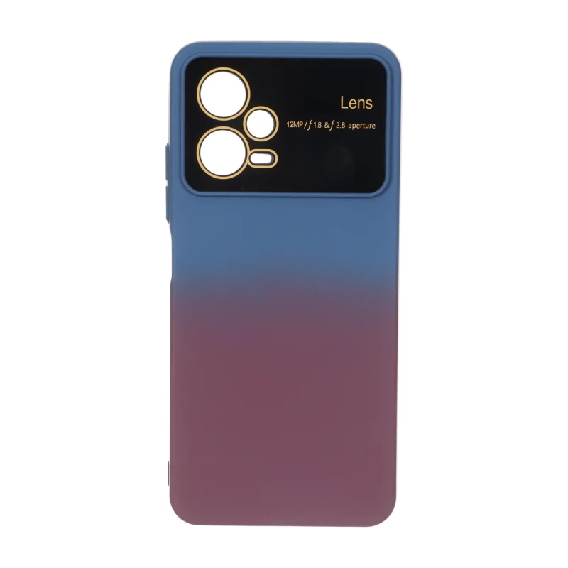 قاب Auto Focus دو رنگ محافظ لنز گلس دار Xiaomi Redmi Note 12 5G / Poco X5 5G - سرمه ای زرشکی - تصویر 2