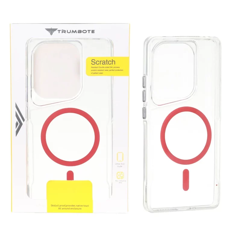 قاب Trumbote NewZone شفاف MagSafe مدل Xiaomi Redmi Note 14S / Note 13 Pro 4G / Poco M6 Pro 4G - قرمز (پک دار) - تصویر 2