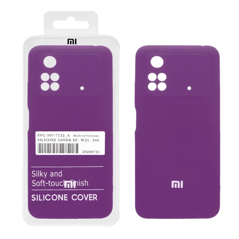 قاب سیلیکونی پاک کنی اورجینال درجه یک Xiaomi Poco M4 Pro-4G - ارغوانی (پک دار) - تصویر 2