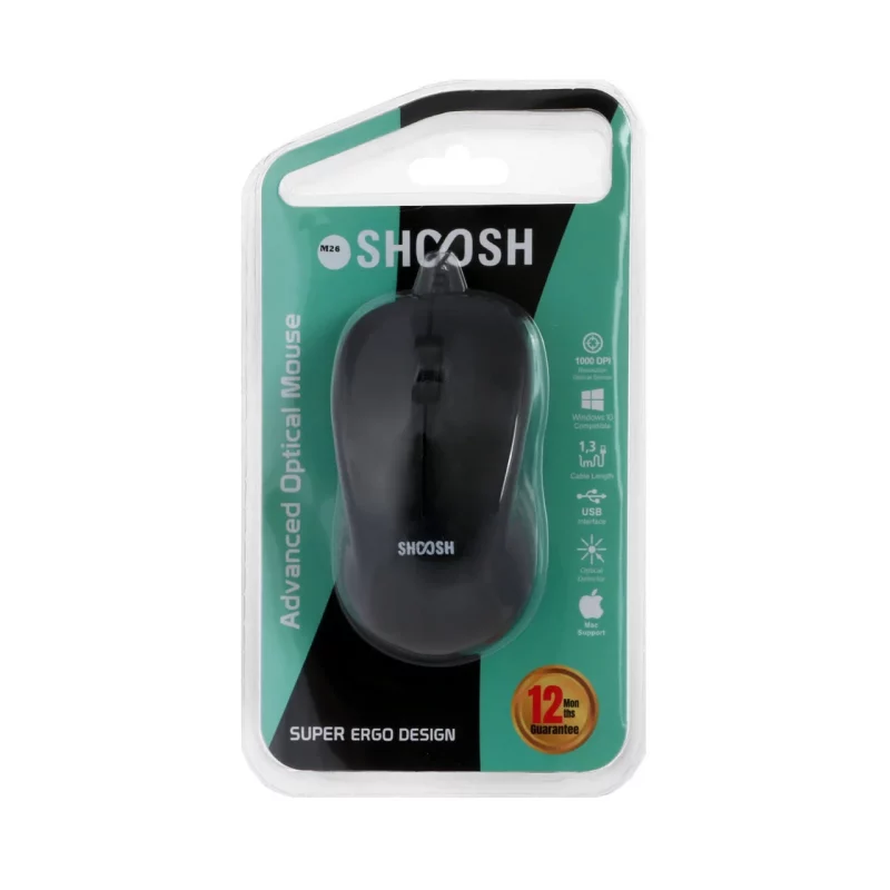ماوس باسیم Shoosh مدل M26 - مشکی - SMO - تصویر 2