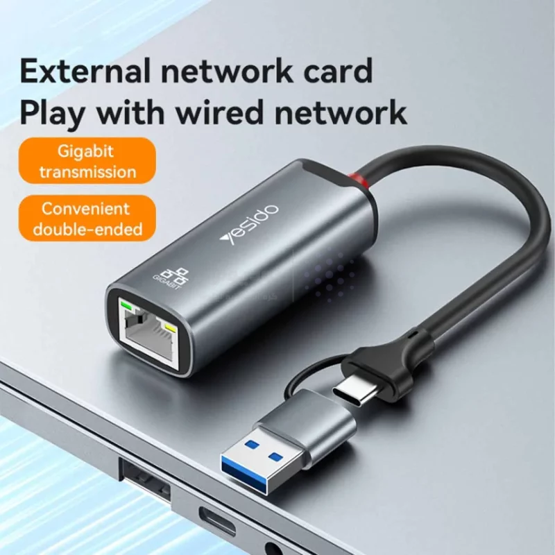 هاب 2 پورت yesido USB3.0 مدل HB26 - خاکستری (گارانتی 18 ماه تعویض نیکان همراه) - تصویر 5