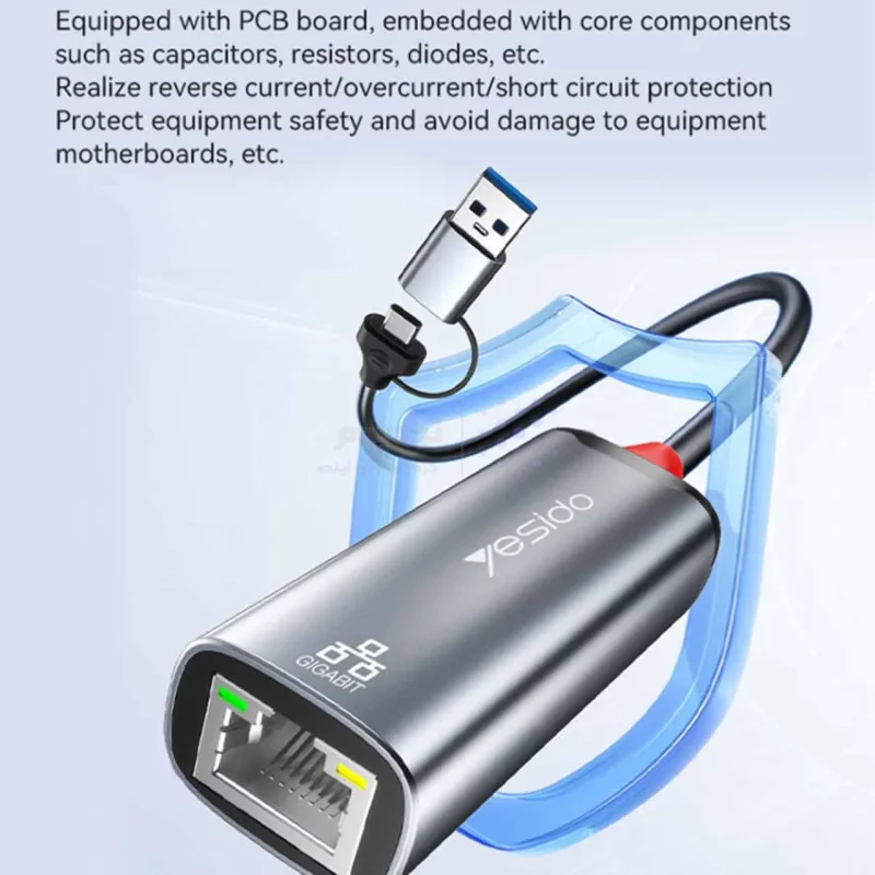 هاب 2 پورت yesido USB3.0 مدل HB26 - خاکستری (گارانتی 18 ماه تعویض نیکان همراه) - تصویر 6