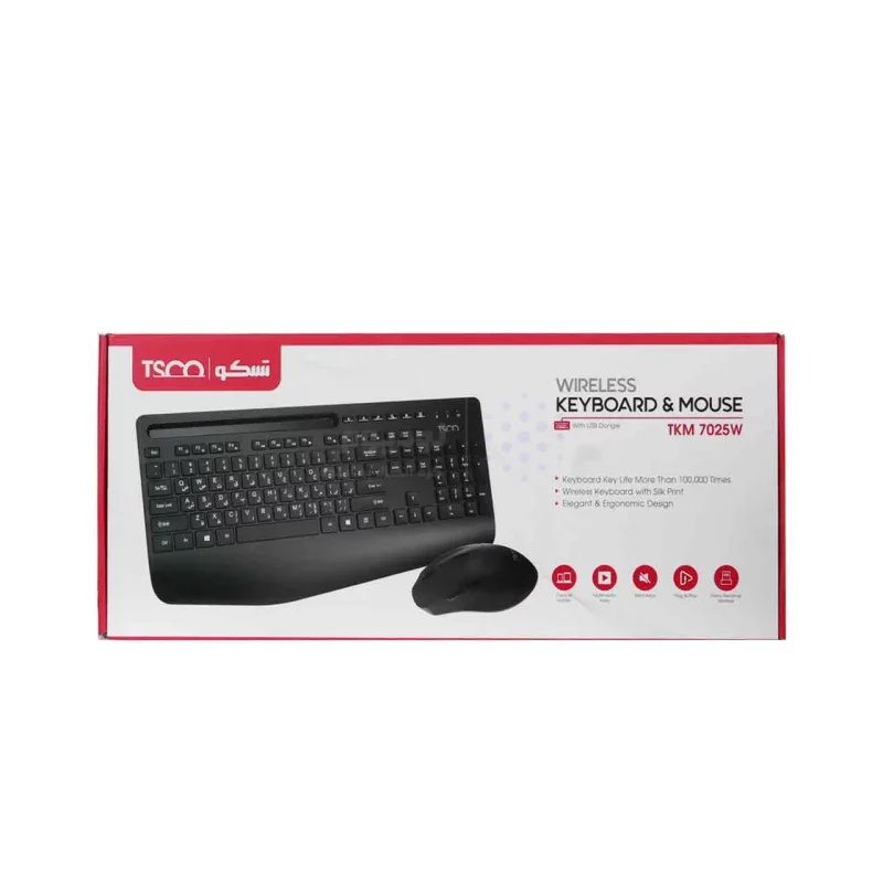 کیبورد و ماوس بی سیم TSCO مدل TKM 7025W - مشکی - تصویر 6