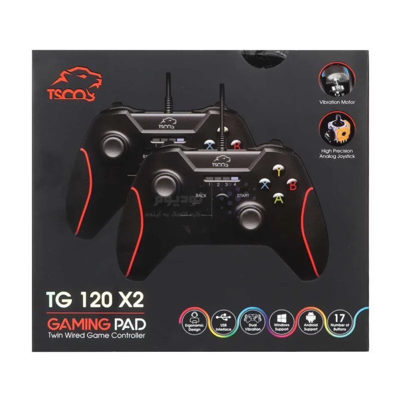 دسته بازی دوبل (گیم پد) بلوتوثی مخصوص موبایل TSCO مدل TG 120 X2 - مشکی - تصویر 9