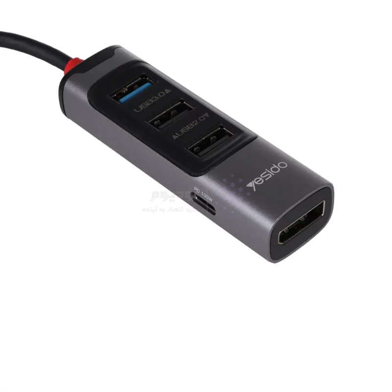 هاب 5 پورت Yesido Type-C مدل HB23 100W - خاکستری (گارانتی 18 ماه تعویض نیکان همراه) - تصویر 3
