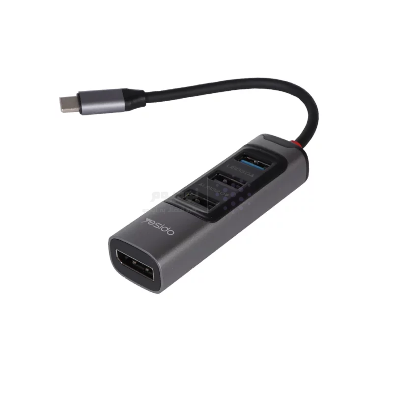 هاب 5 پورت Yesido Type-C مدل HB23 100W - خاکستری (گارانتی 18 ماه تعویض نیکان همراه) - تصویر 4