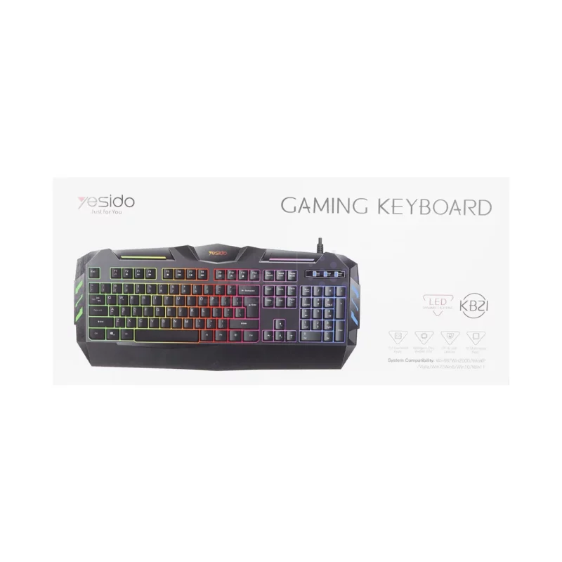 کیبورد باسیم گیمینگ Yesido مدل KB21 - مشکی (گارانتی 18 ماه تعویض نیکان همراه) - تصویر 7