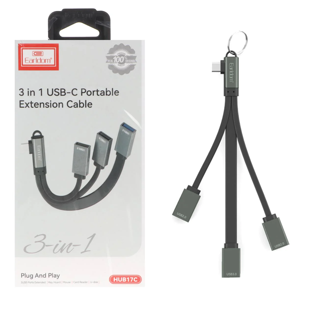 2541-1582726-1 هاب 3 پورت Earldom Type-C مدل HUB17C - سبز - تصویر 1