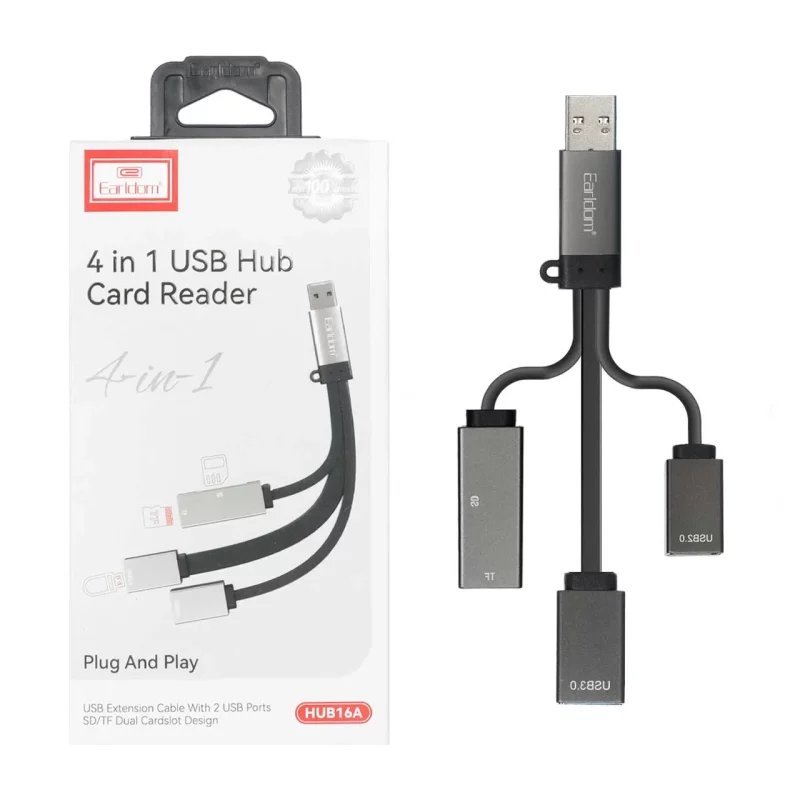 هاب 4 پورت Earldom مدل HUB16A - مشکی - تصویر 2