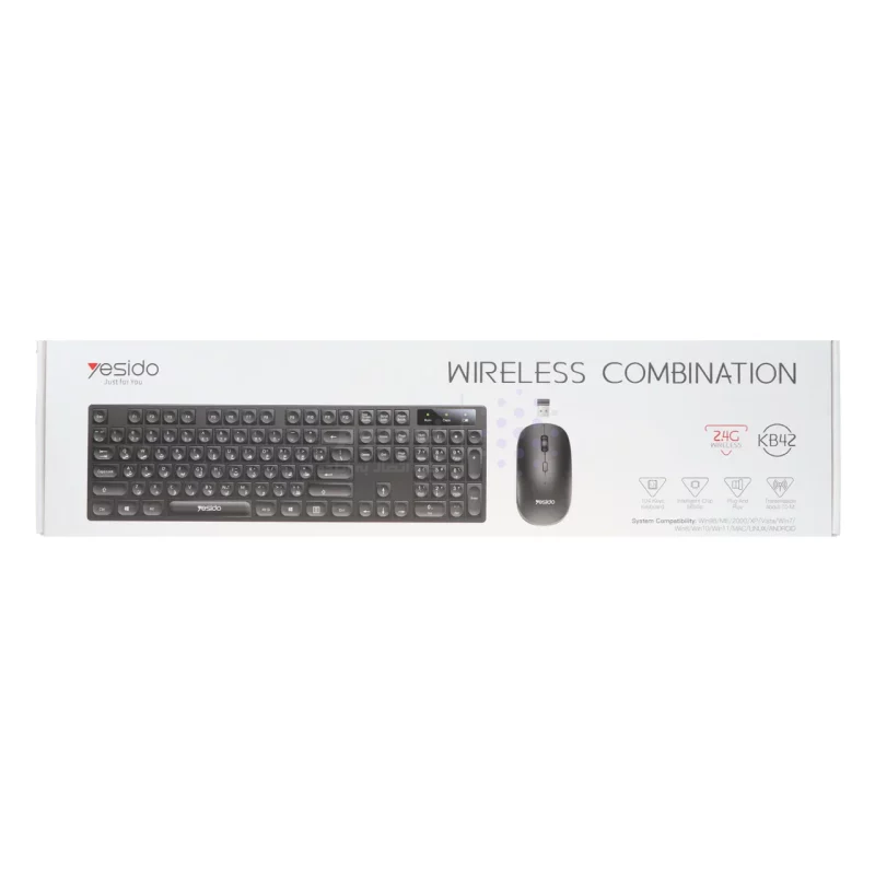 کیبورد و ماوس بی سیم Yesido مدل KB42 - مشکی (گارانتی 18 ماه تعویض نیکان همراه) - تصویر 3