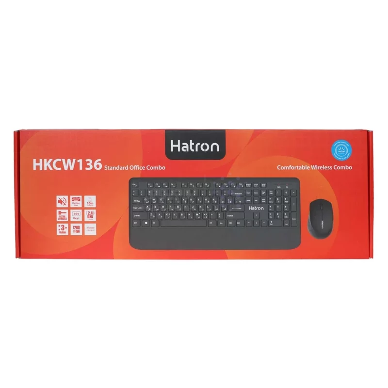 کیبورد و ماوس بی سیم Hatron مدل HKCW136 - مشکی - تصویر 7