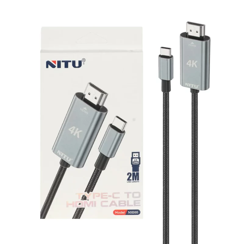 کابل 2 متری Nitu Type-C To HDMI مدل NHI05 - مشکی (گارانتی 18 ماه تعویض نیکان همراه) - تصویر 2