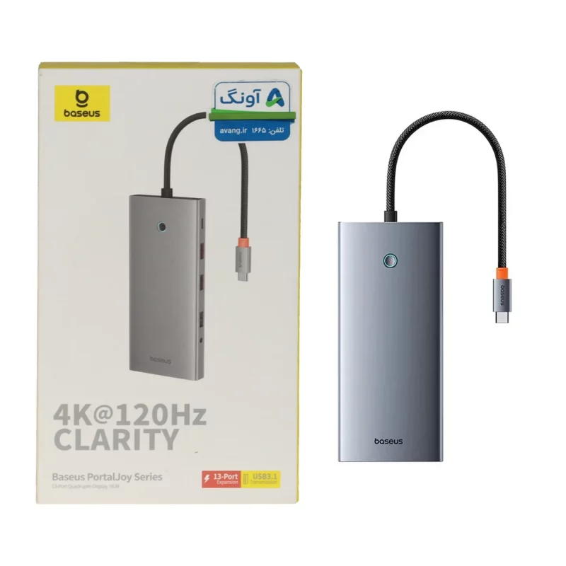 هاب 13 پورت Baseus مدل Clarity BS-OH0119 - خاکستری (گارانتی آونگ) - تصویر 2
