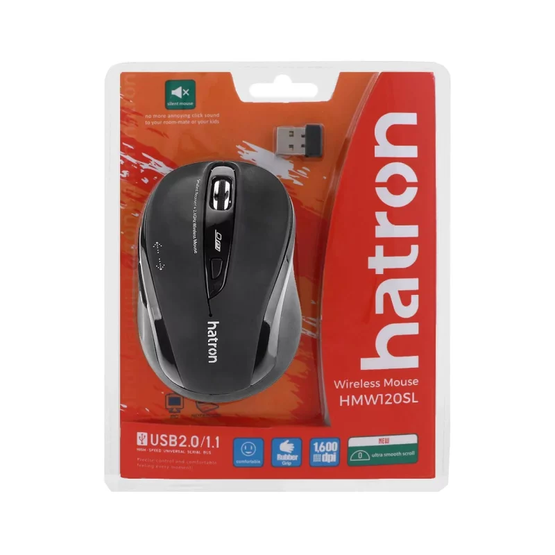 ماوس بی سیم Hatron مدل HMW120SL - مشکی - تصویر 2