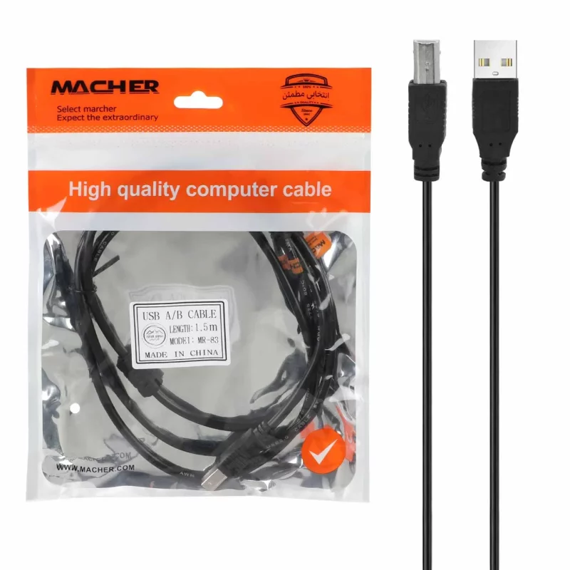کابل پرینتر 1.5 متری - MACHER USB 2.0 مدل MR-83 - مشکی - RYL - تصویر 2