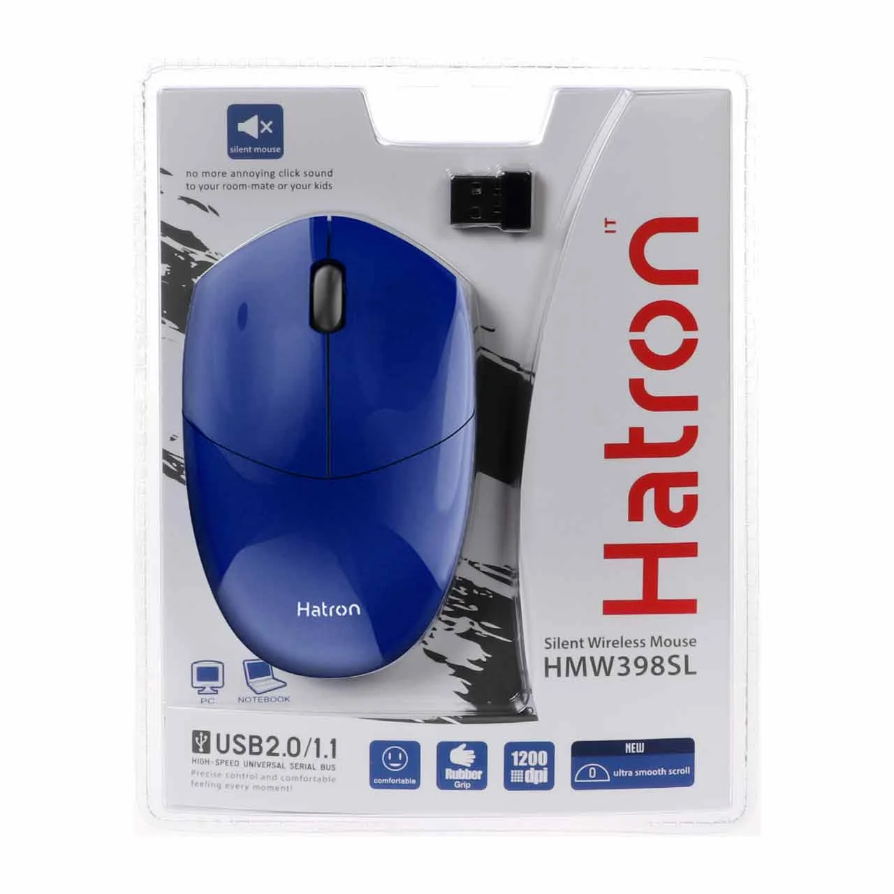 2541-747870-1 ماوس بی سیم Hatron مدل HMW398SL - آبی - تصویر 1