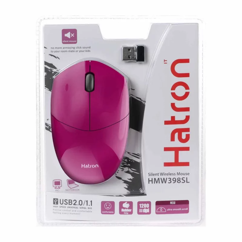 ماوس بی سیم Hatron مدل HMW398SL - بنفش - تصویر 2