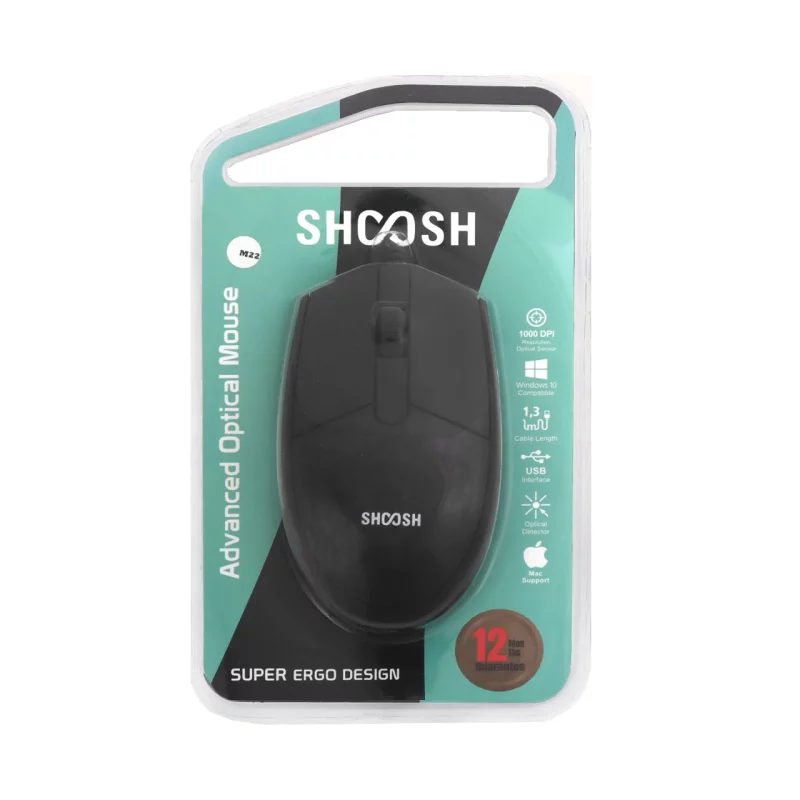 ماوس باسیم Shoosh مدل M22 - مشکی - SMO - تصویر 2
